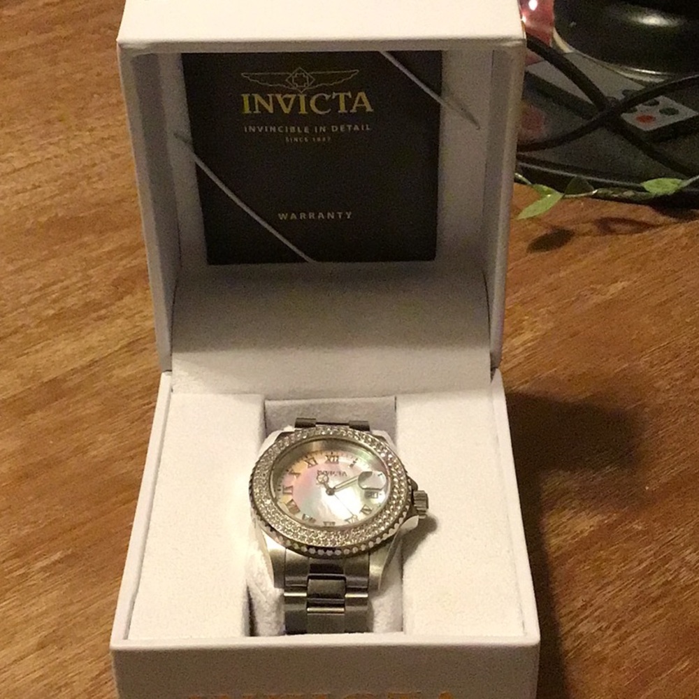Invicta Stainless Steel Watch with Mother-of-Pearl Dial